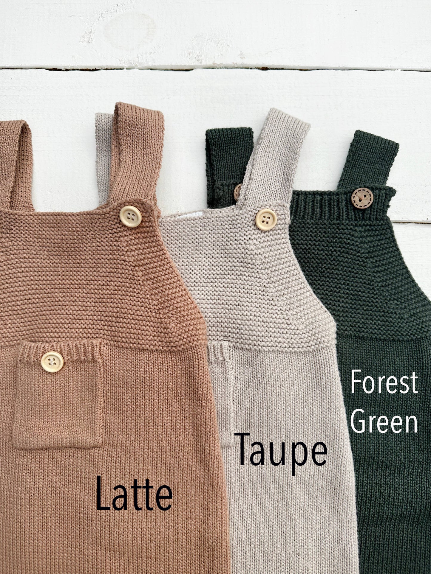 Baby Knit jumperJumpsuit suspender Overalls pants EZRA: Forest Green