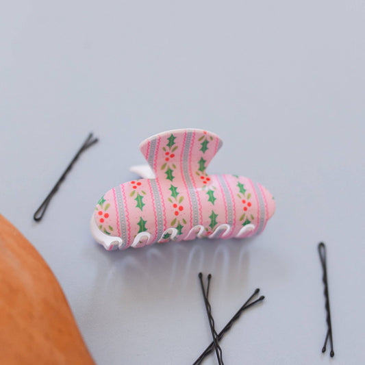 Holly Christmas Claw Hair Clip