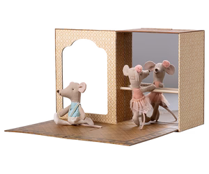 Ballet mice in dance studio, Little sister and brother