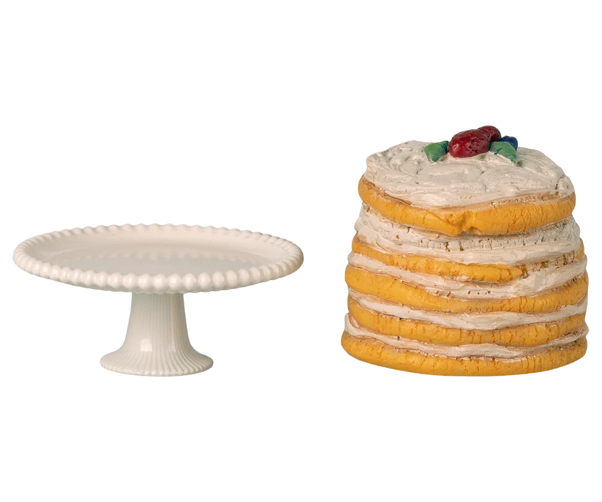 Party cake and cake stand, Mouse -  Off white