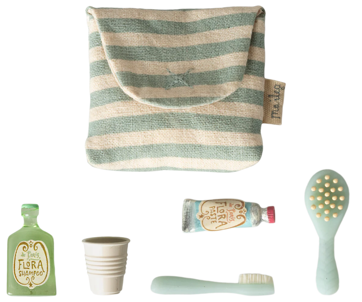 Toothbrush set in bag, Mouse - Blue  stripe