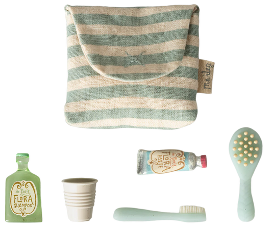 Toothbrush set in bag, Mouse - Blue  stripe