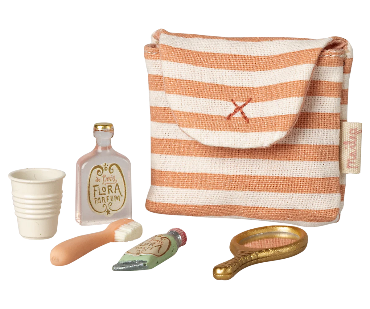 Toothbrush set in bag, Mouse -  Coral stripe