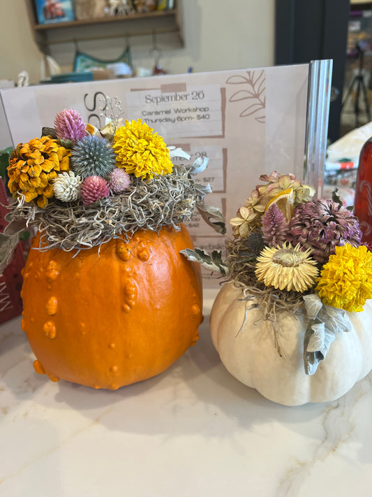 Thursday, October 8th at 6pm Floral Pumpkin Workshop