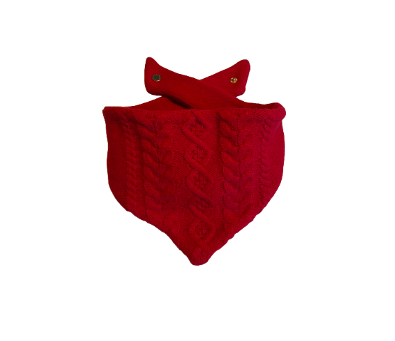 Red Cable Knit Dog Bandana