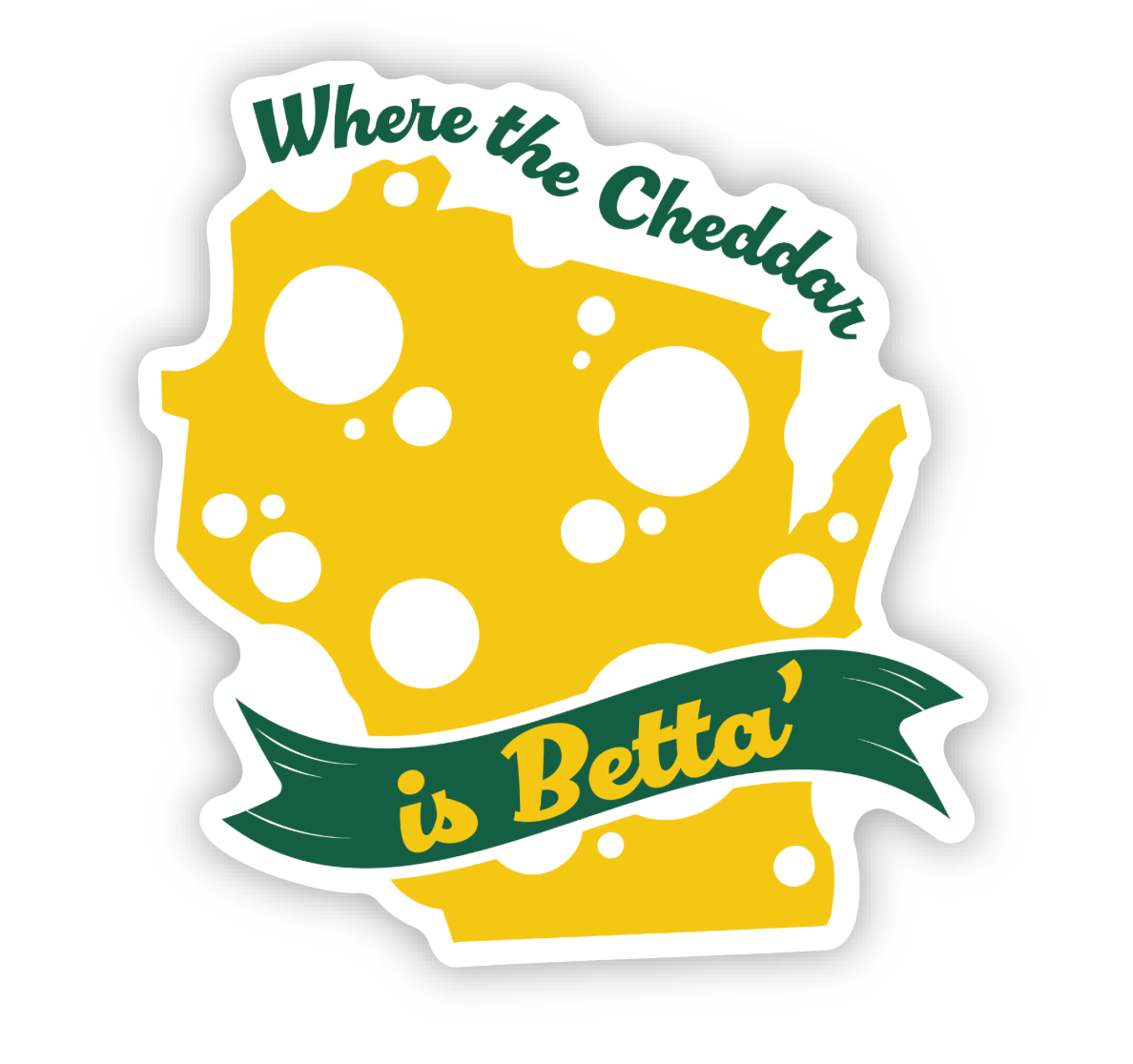 Where the Cheddar is Betta' funny WI Souvenir sticker