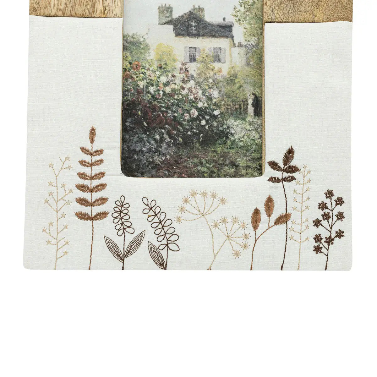 4x6 Heather Embroidered Floral Wood Photo Frame Brown