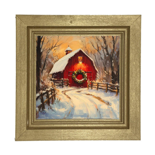 Red Barn at Christmas: Gold / Small