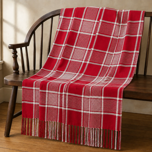 Red White Plaid Woven Throw Blanket 50x60 – Eston