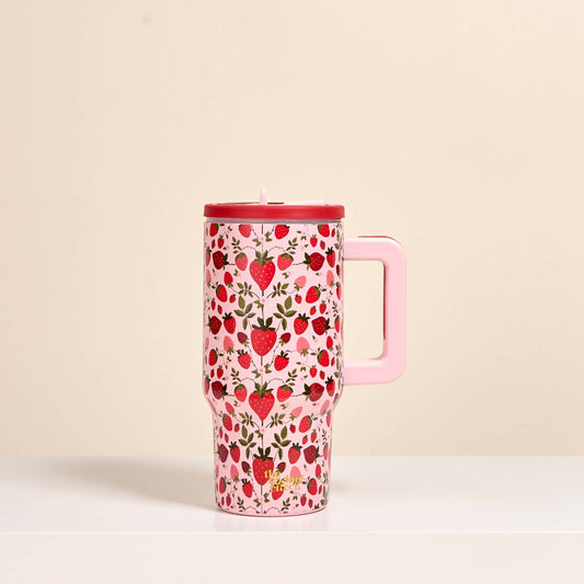 20 oz Lifestyle Flip Straw Tumbler-Strawberry Fields