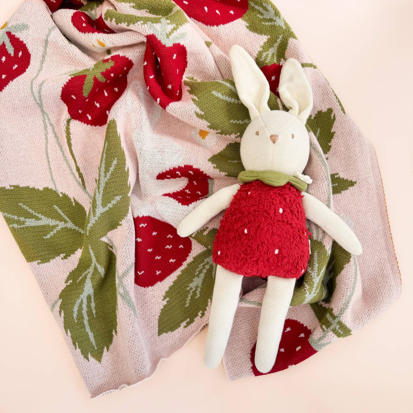 Blanket Strawberry Bunny Organic Baby Decor Spring Summer: Blush