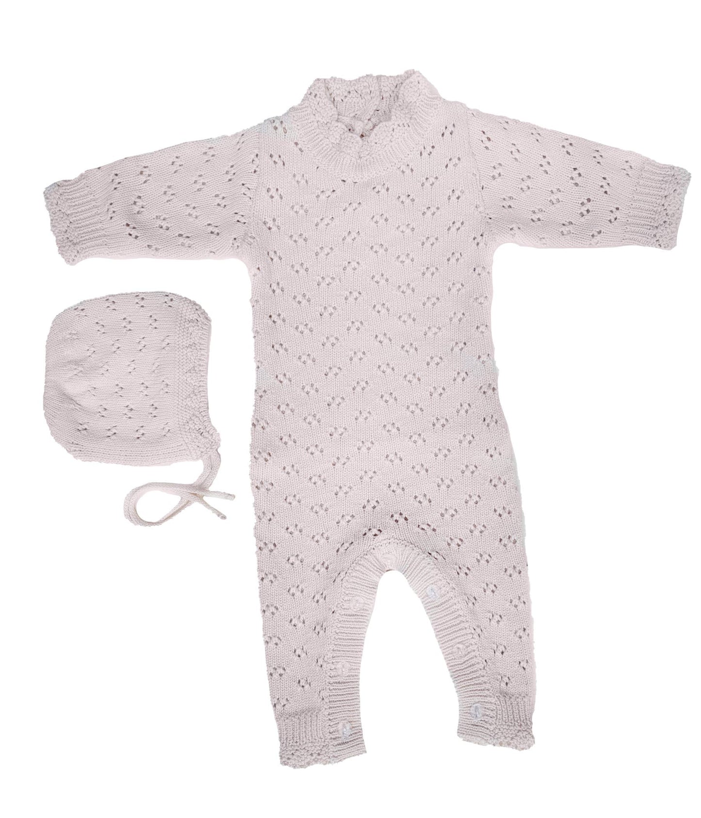 Grace Knitted Romper with Hat 2pc Set Apricot pink or Plum: Plum