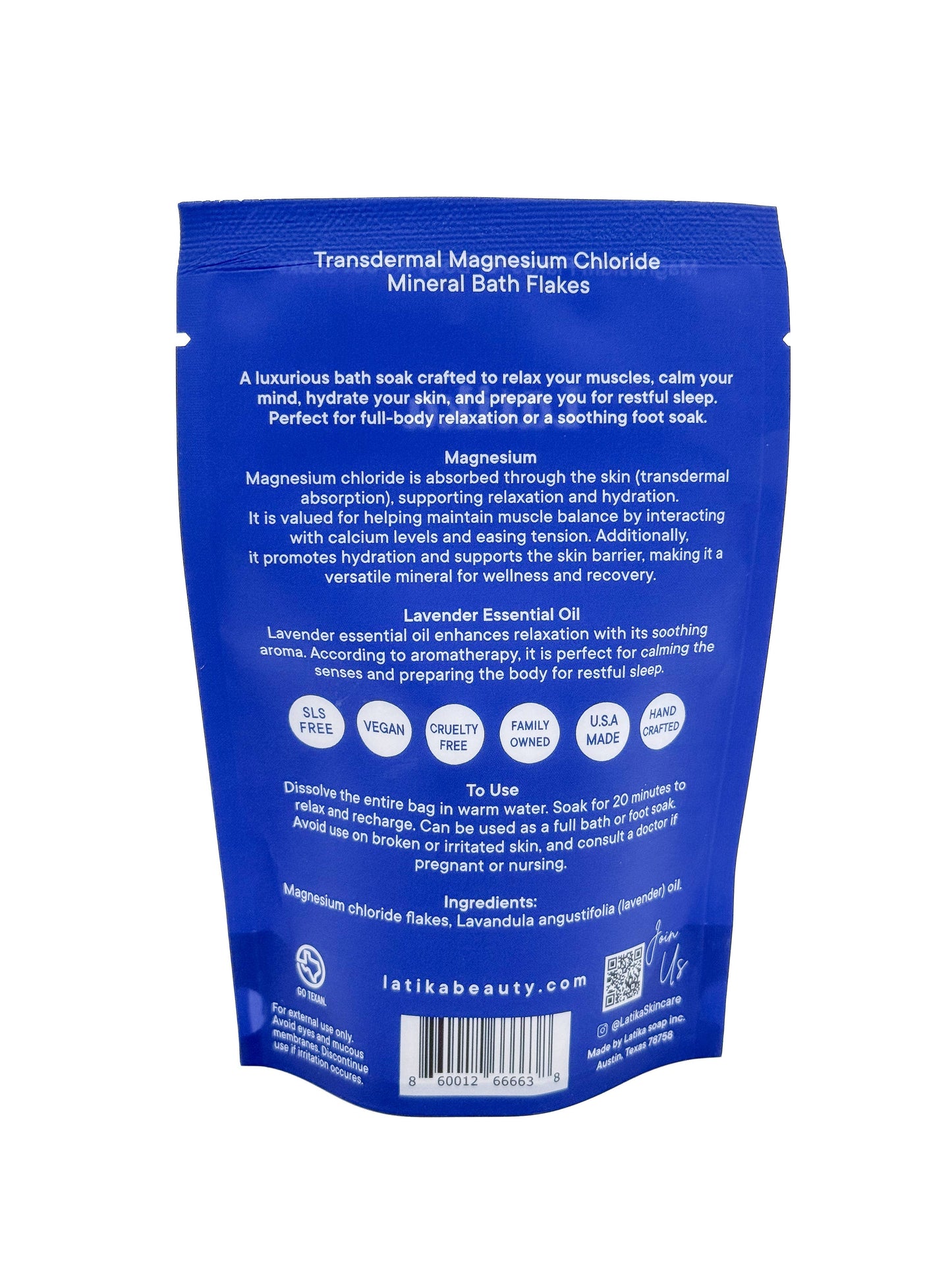 Magnesium Bath Salt - Lavender Flakes, 4 oz