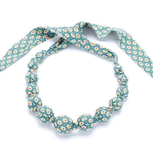 Little Girls / Toddler Fabric Necklace - Origami Print: Green