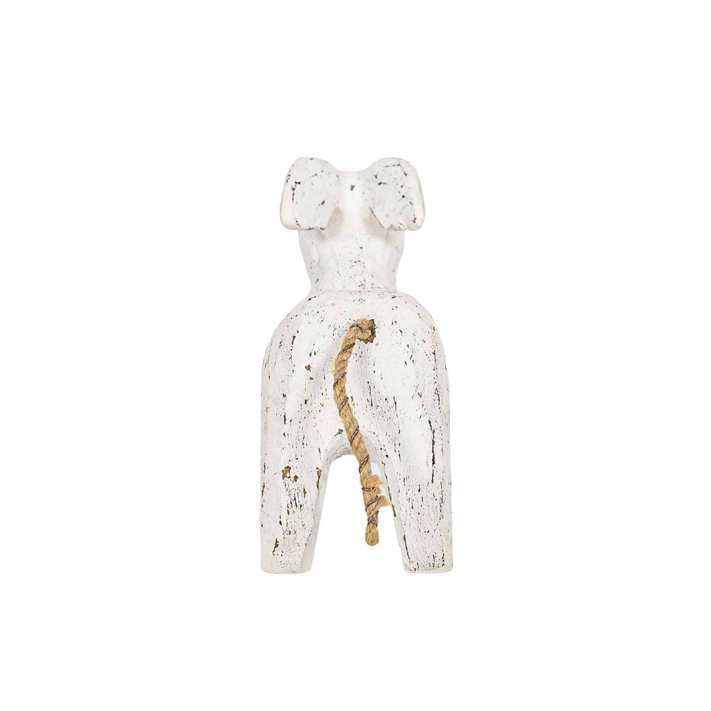 Prescott Carved Goat Farm Accent White Wood & Jute