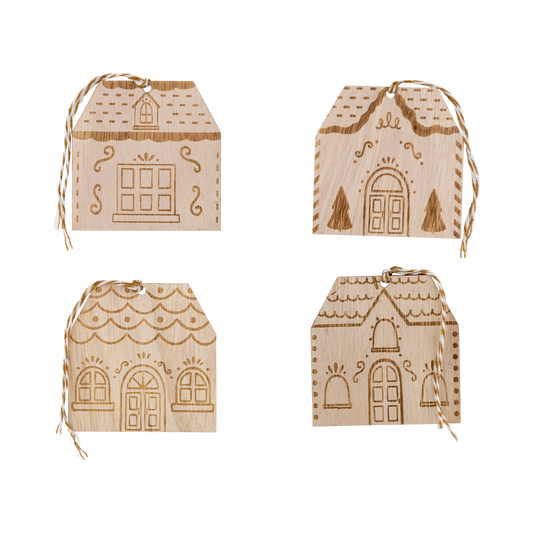 Gingerbread House Wood Tags