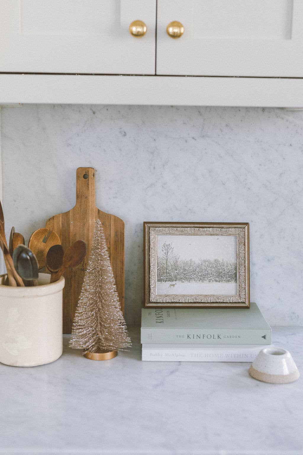 Winter Fawn Framed Antique Art: 10x8