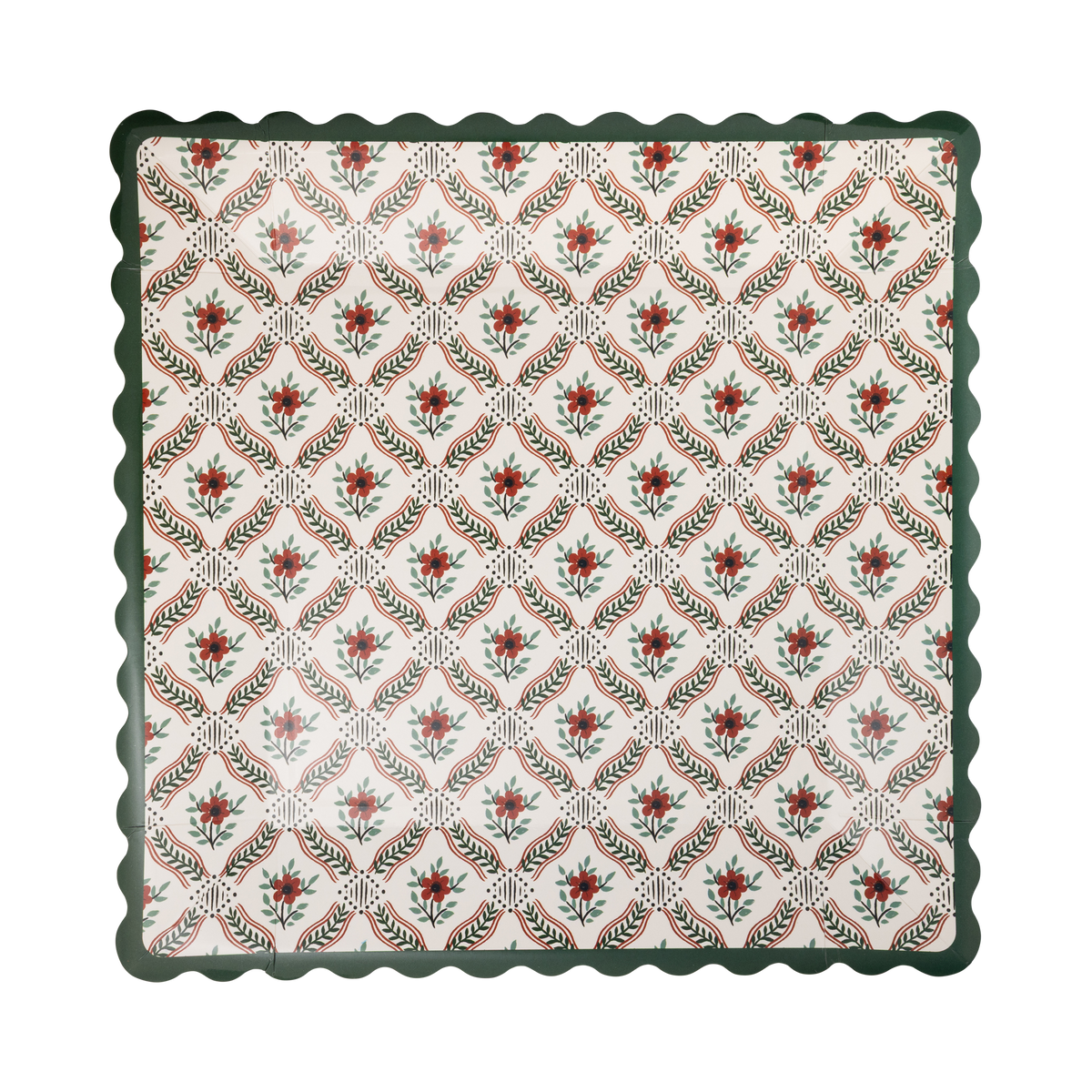 Floral Block Print Plate - 10"
