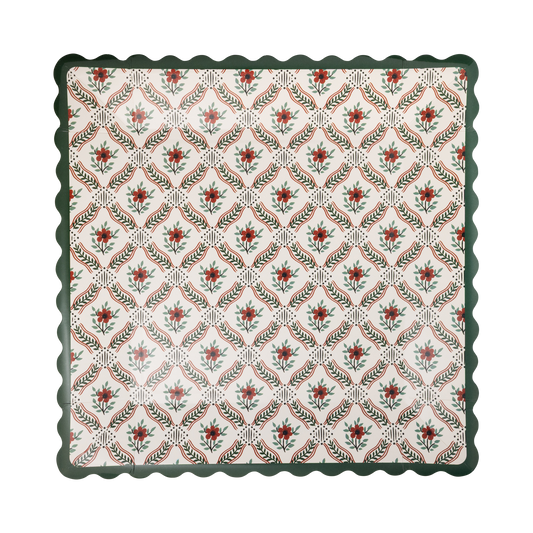 Floral Block Print Plate - 10"