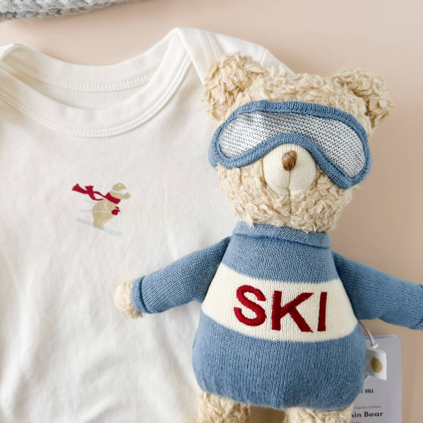 Ski Bear Onesie Baby Bodysuit Organic Winter Graphic Gift