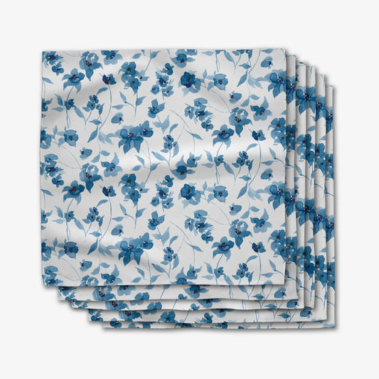 Blue Floral Dinner Napkin Set