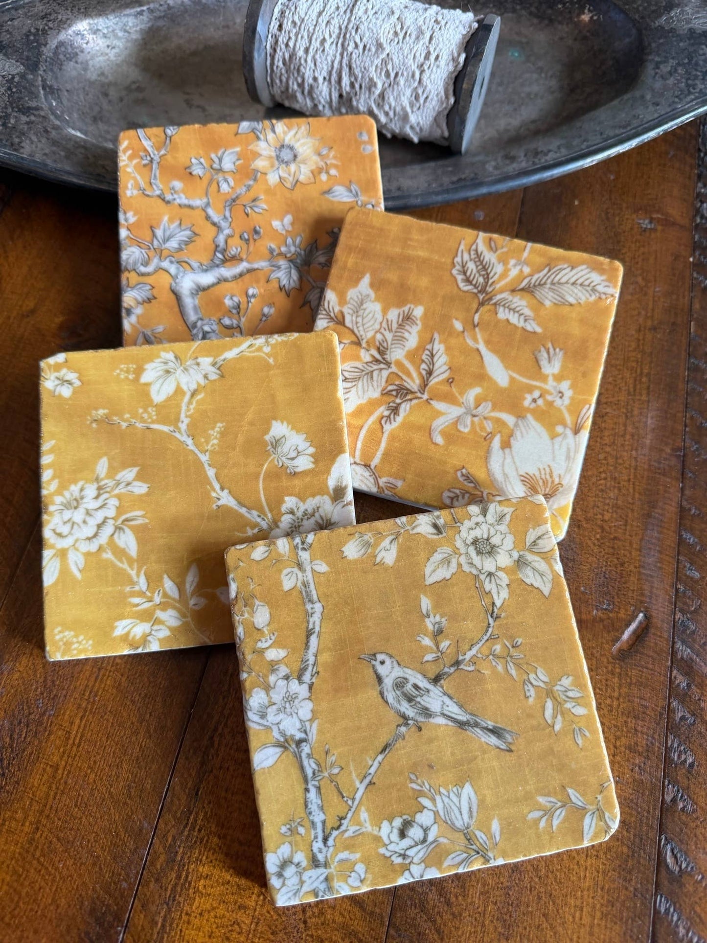 Golden Tapestry stone coasters