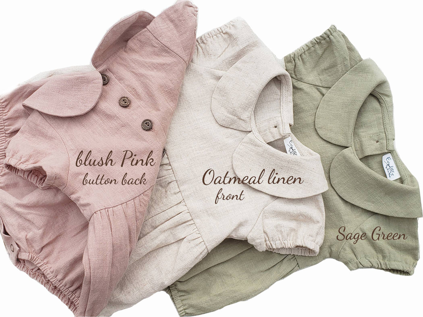 Baby Girl Linen Romper Short sleeve| Allie: Olive