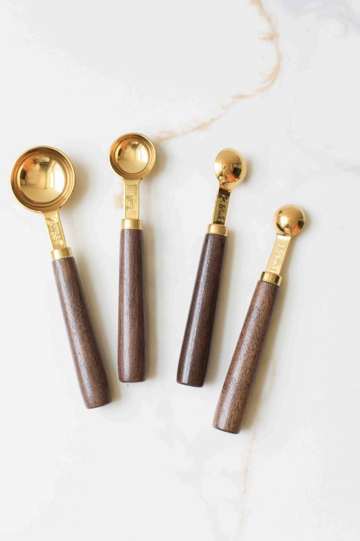 Stainless Steel Walnut Baking Measuring Spoon Set
