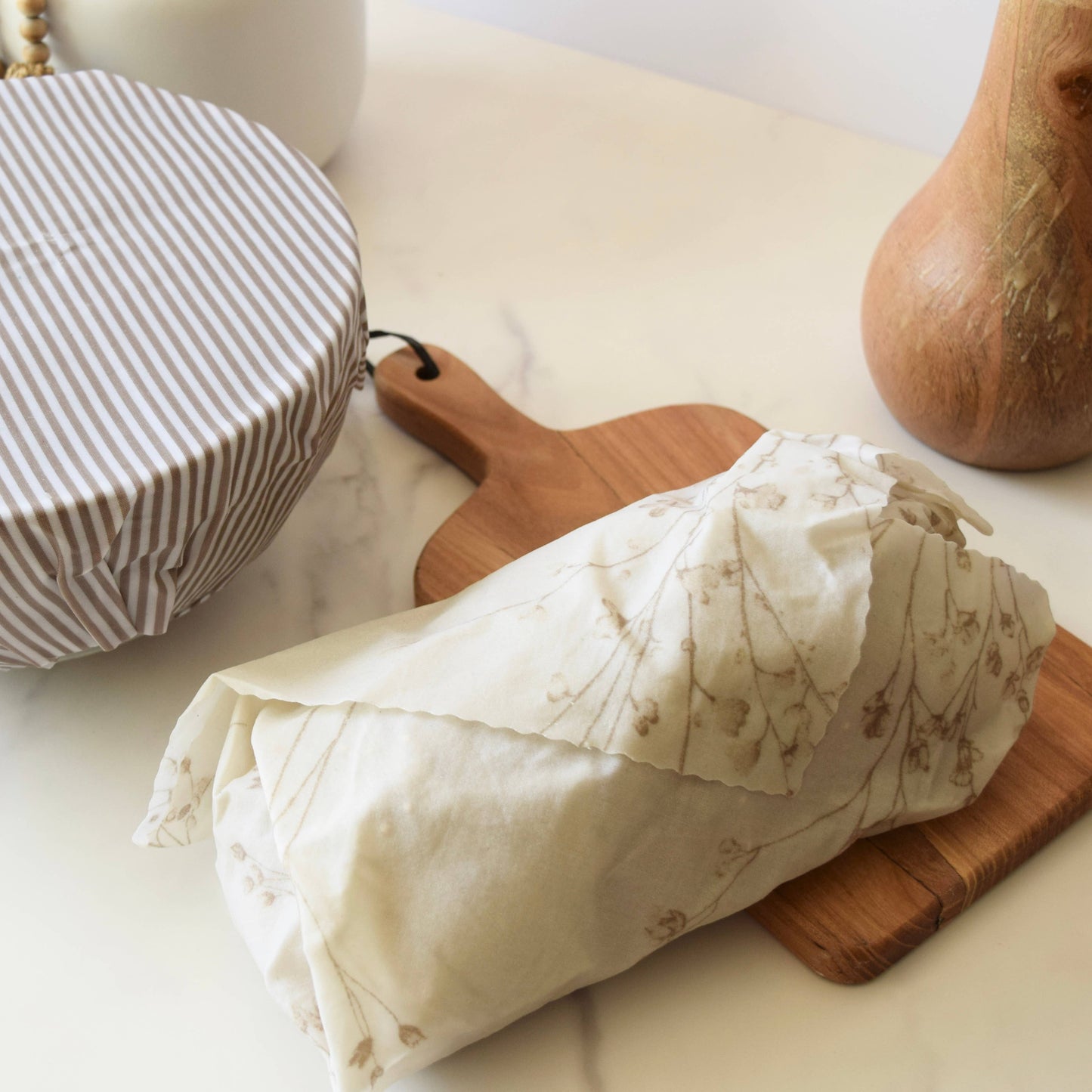 Edited Life Organic Beeswax Wrap – Natural Cotton Singlet : Both Cream & Striped