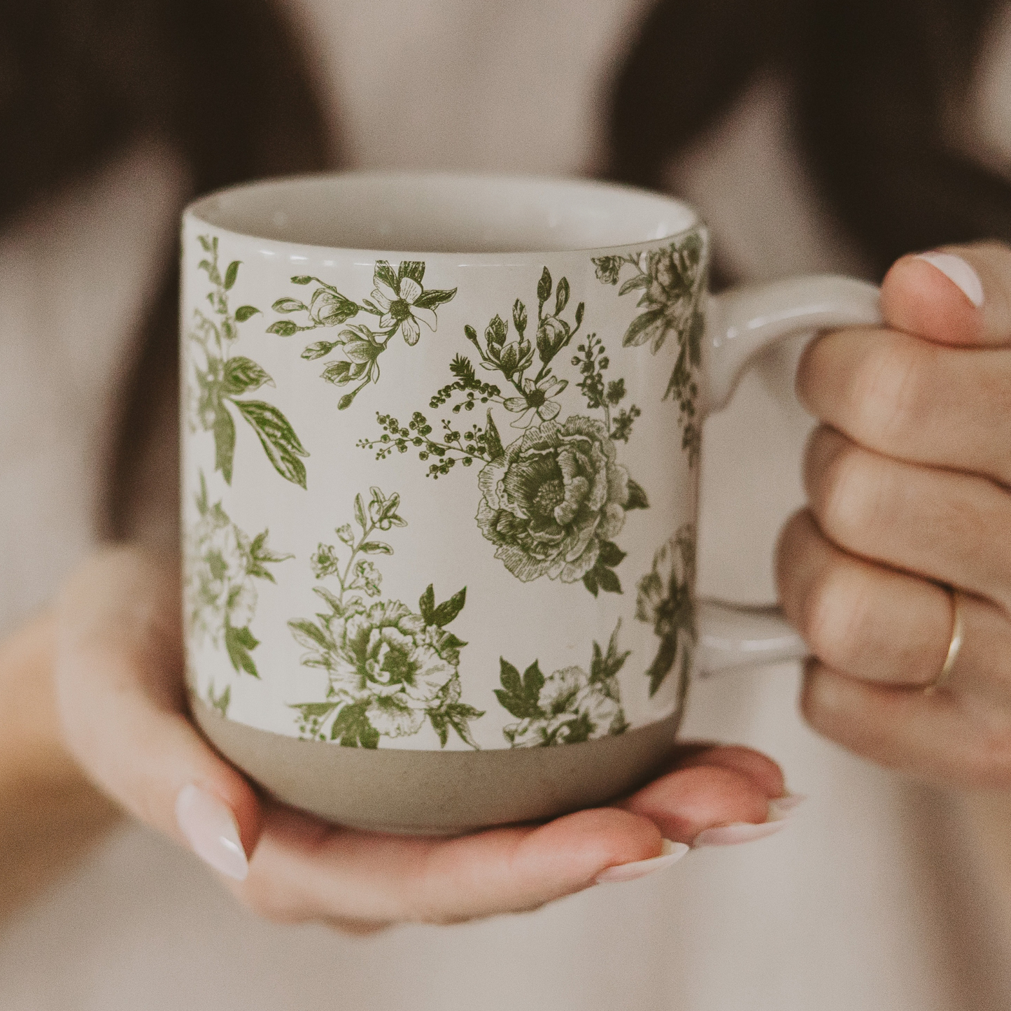 Green Delft Stoneware Coffee Mug