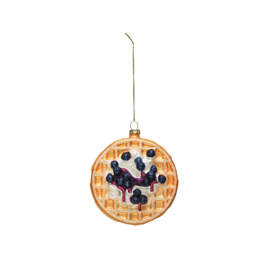 Blueberry Waffle Ornament with Glitter