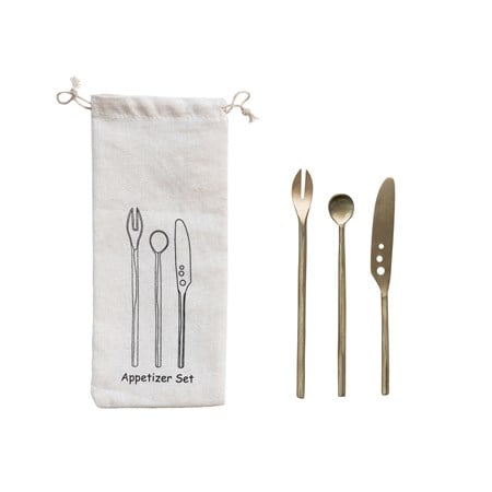 Brass Appetizer Cutlery, Matte Finish