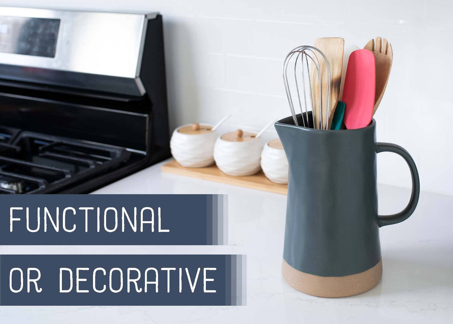 Large Raw Bottom Matte Grey 48 ounce Ceramic Pitcher Jug