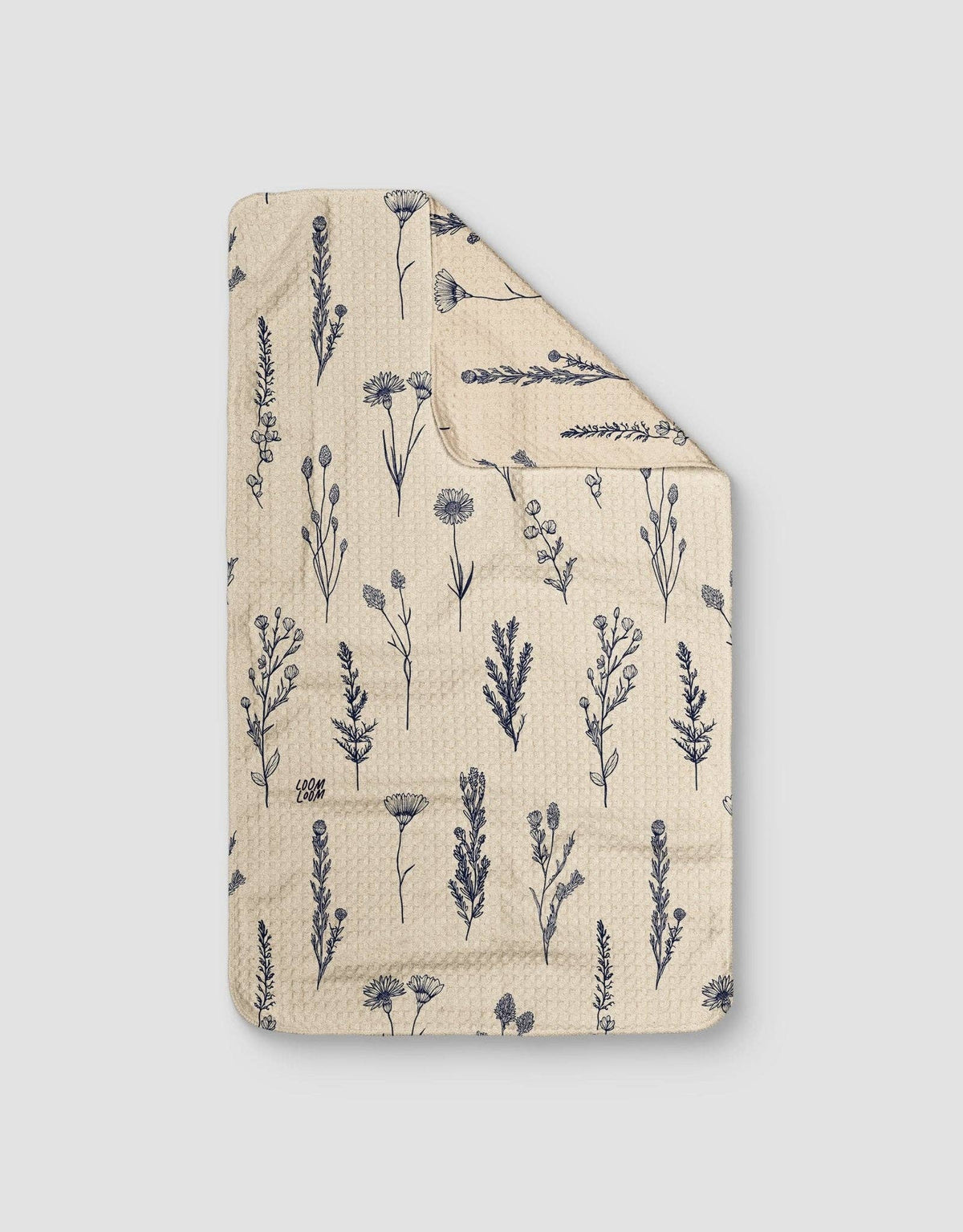 Navy On Tan Flowers