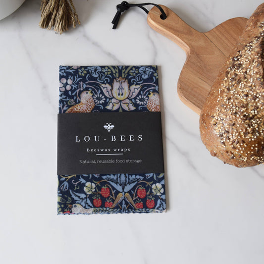 William Morris Large Beeswax wrap singles.: Strawberry Thief