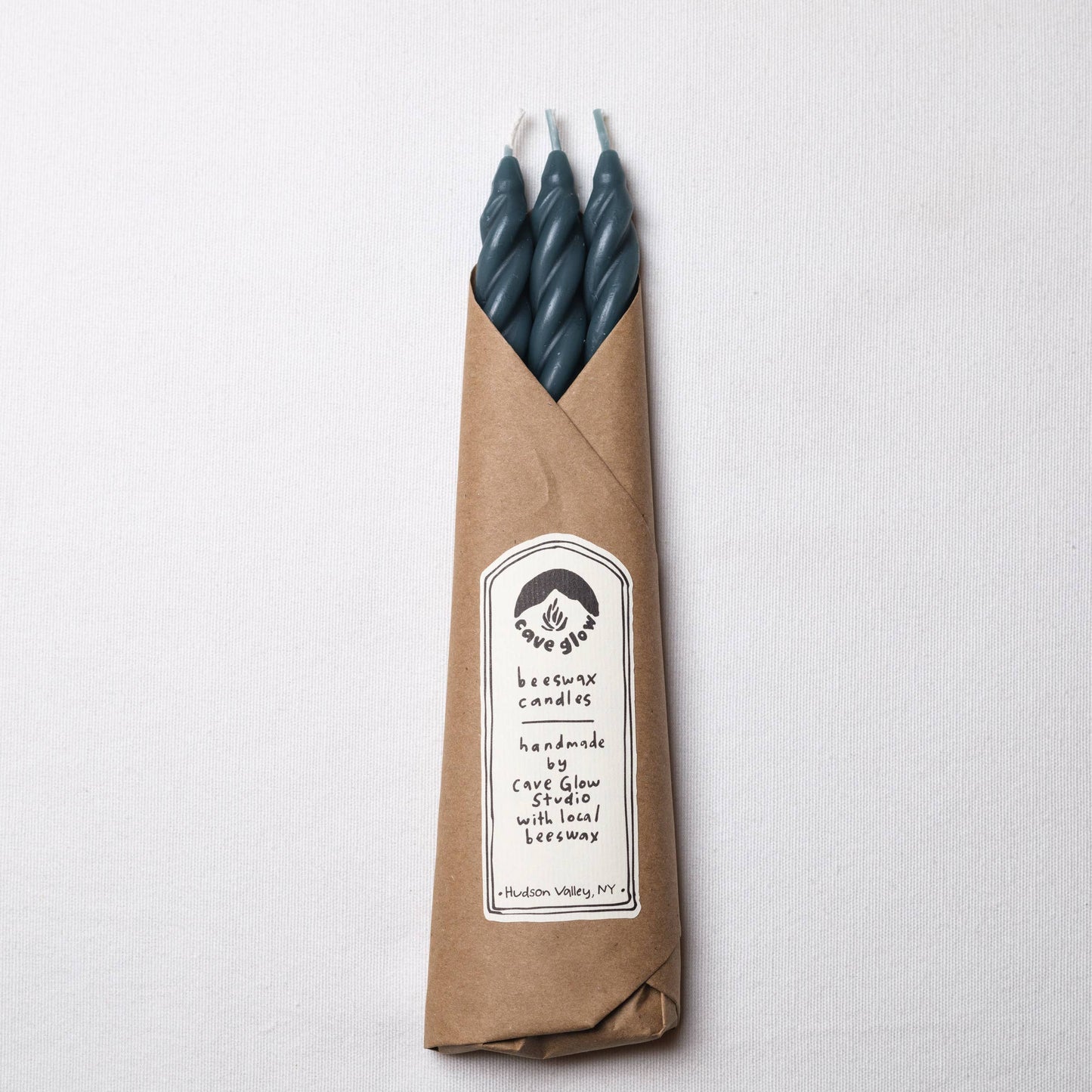 River Beeswax Taper Candles Set of 3: Spiral Taper