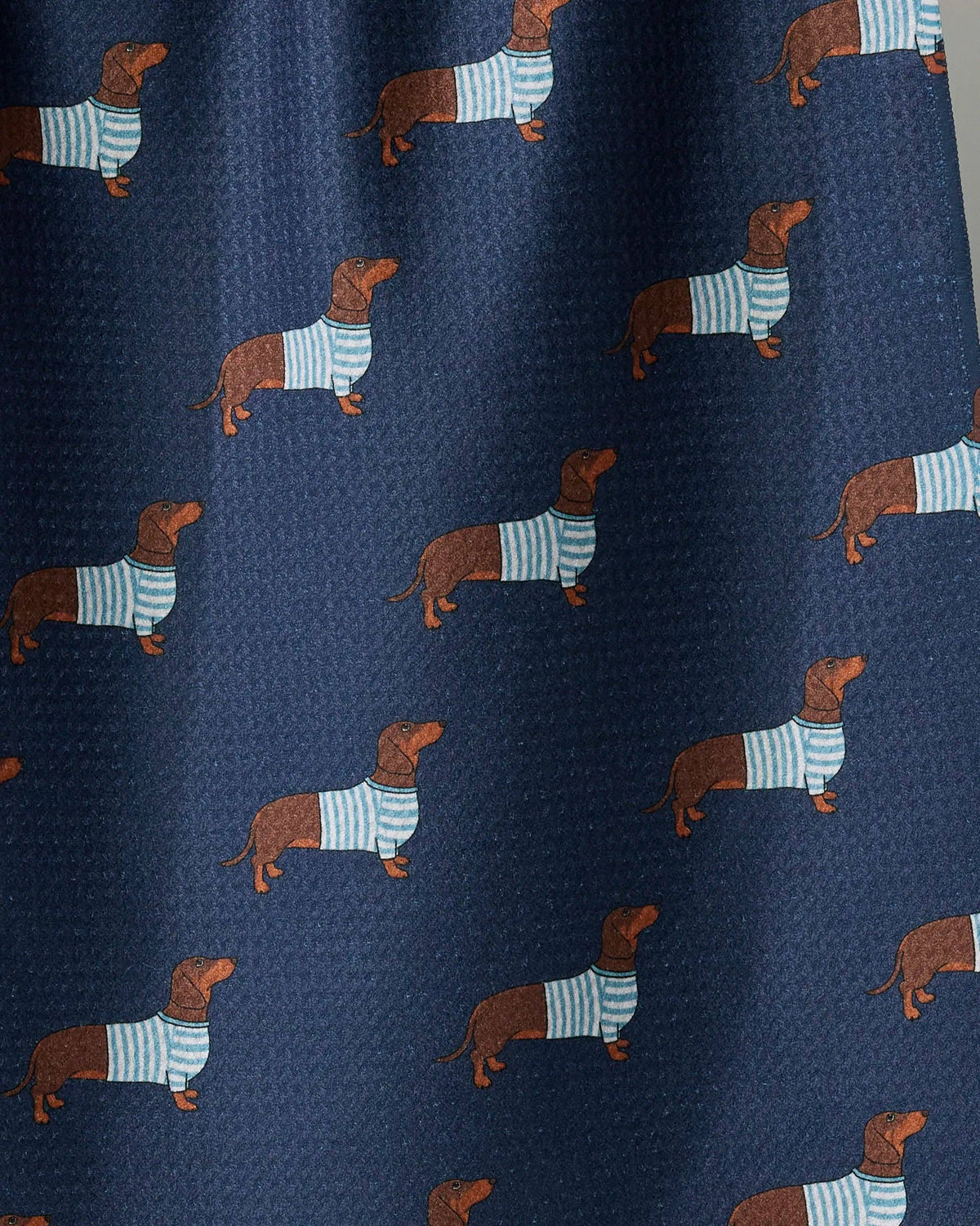 Coastal Dachshund Tea Towel: Navy