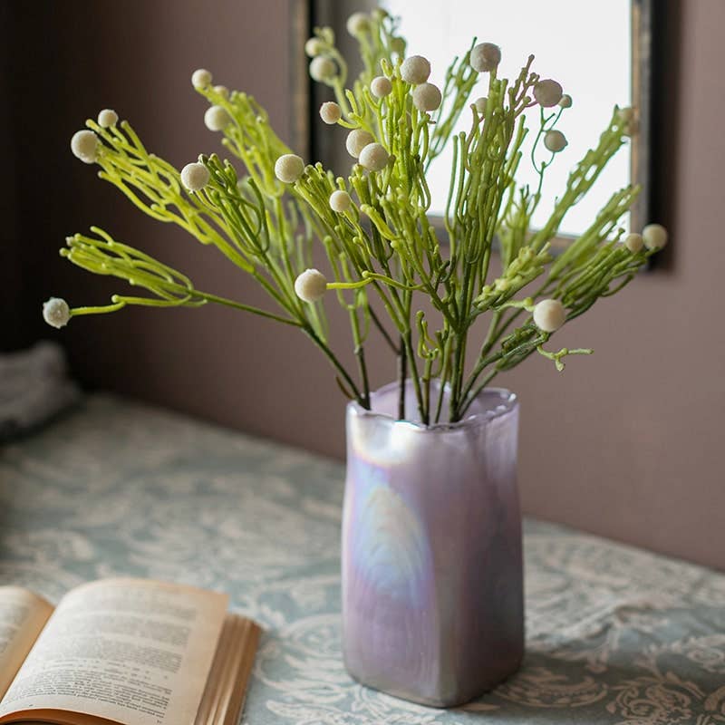 Artificial Berzelia Stem 24" Tall: Three Stems / Pale Red