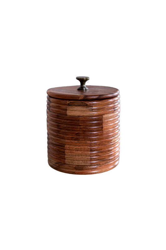 Acacia Wood Ribbed Jar