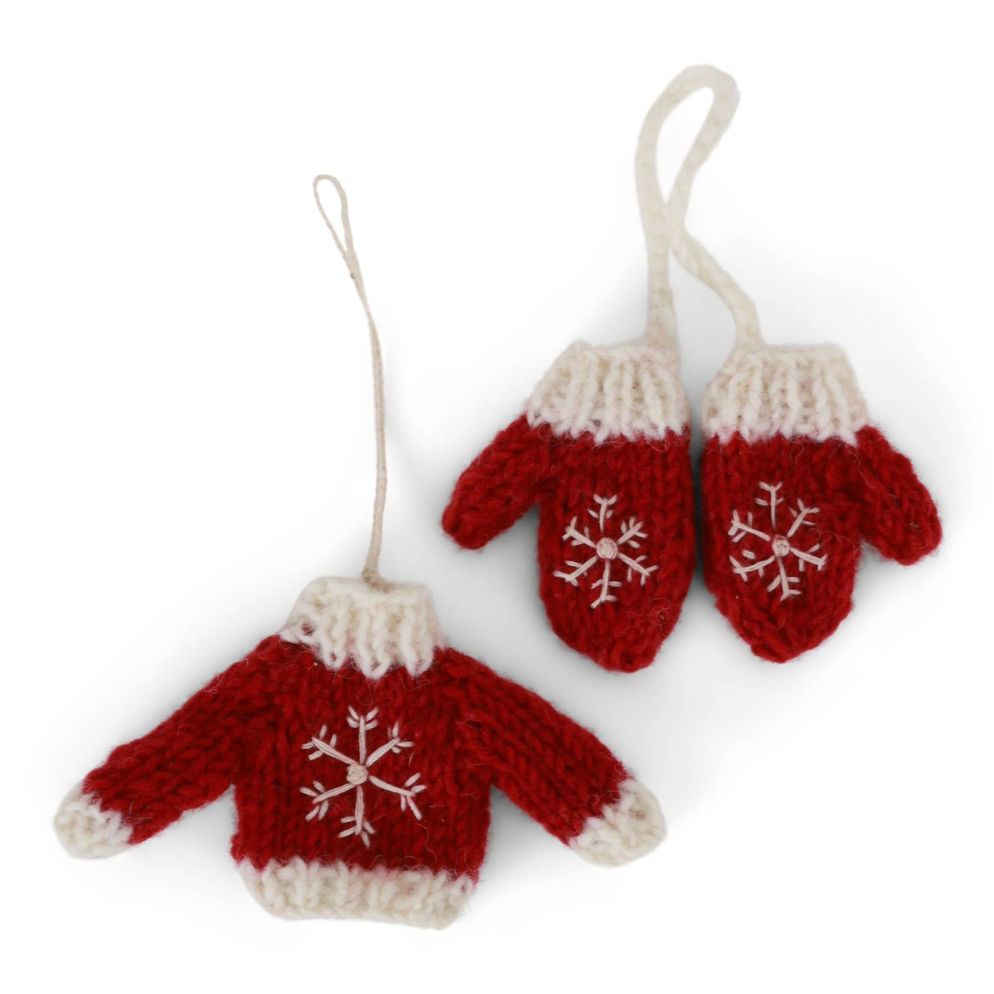 Knitted Sweater & Gloves - Red