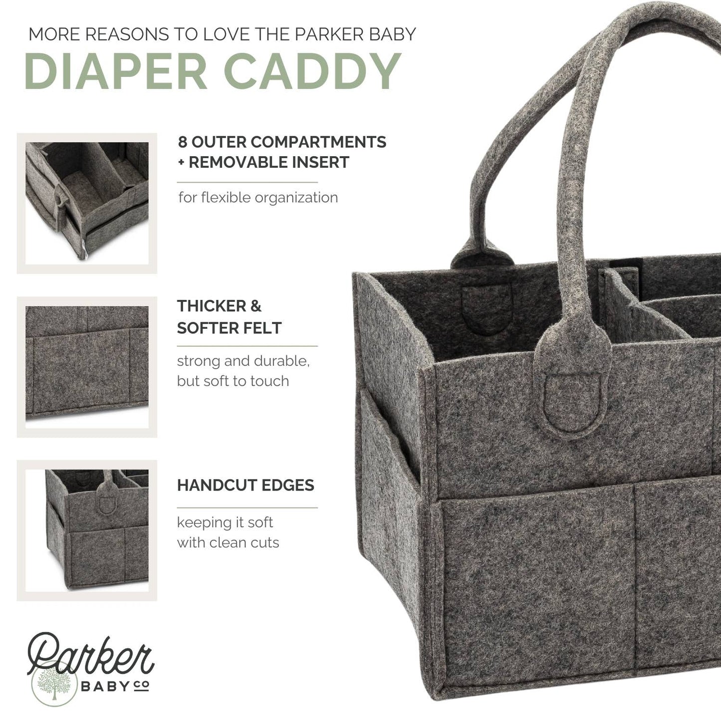 Diaper Caddy in Peppercorn: Large (16 x 10 x 7")