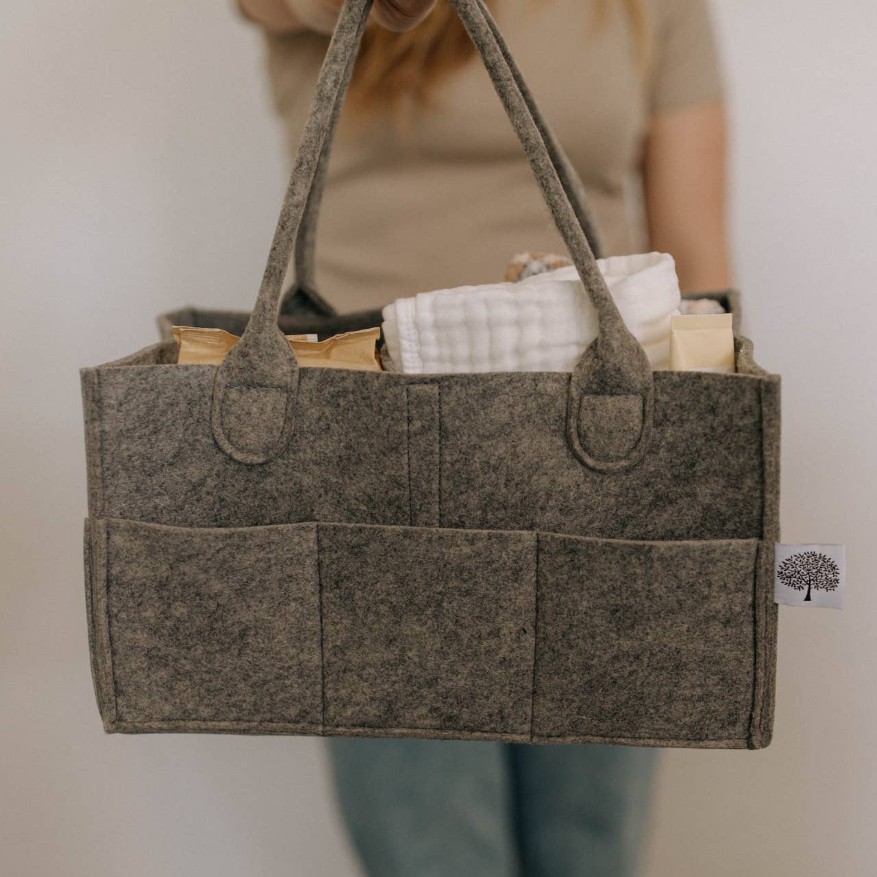 Diaper Caddy in Peppercorn: Large (16 x 10 x 7")