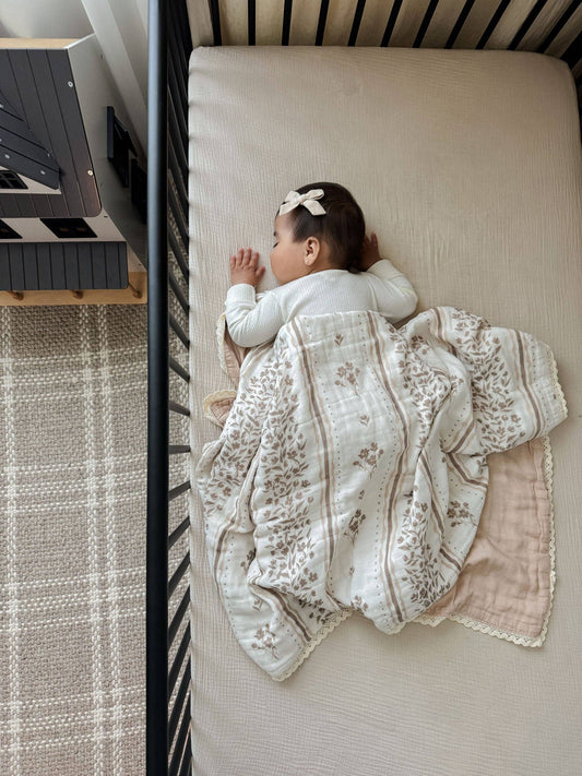 Lettie Floral 6 Layer Gauze Blanket: No Lace