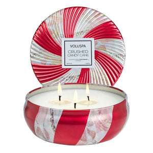 Crushed Candy Cane 3 Wick Tin