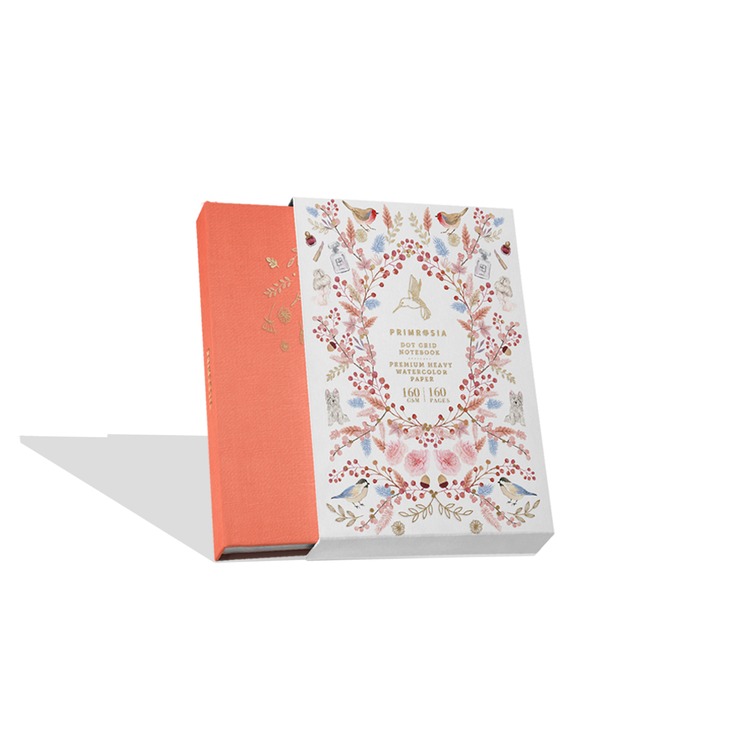 'Hummingbird' Peach  – Watercolor Dot Grid Journal A5