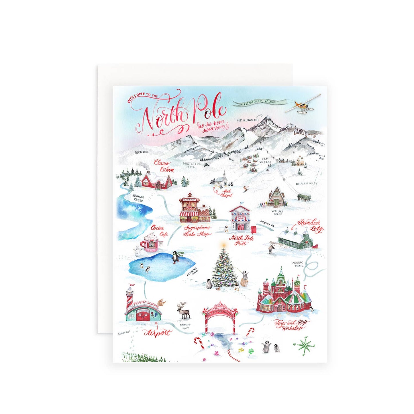 North Pole Map Christmas Greeting Card: Single Card