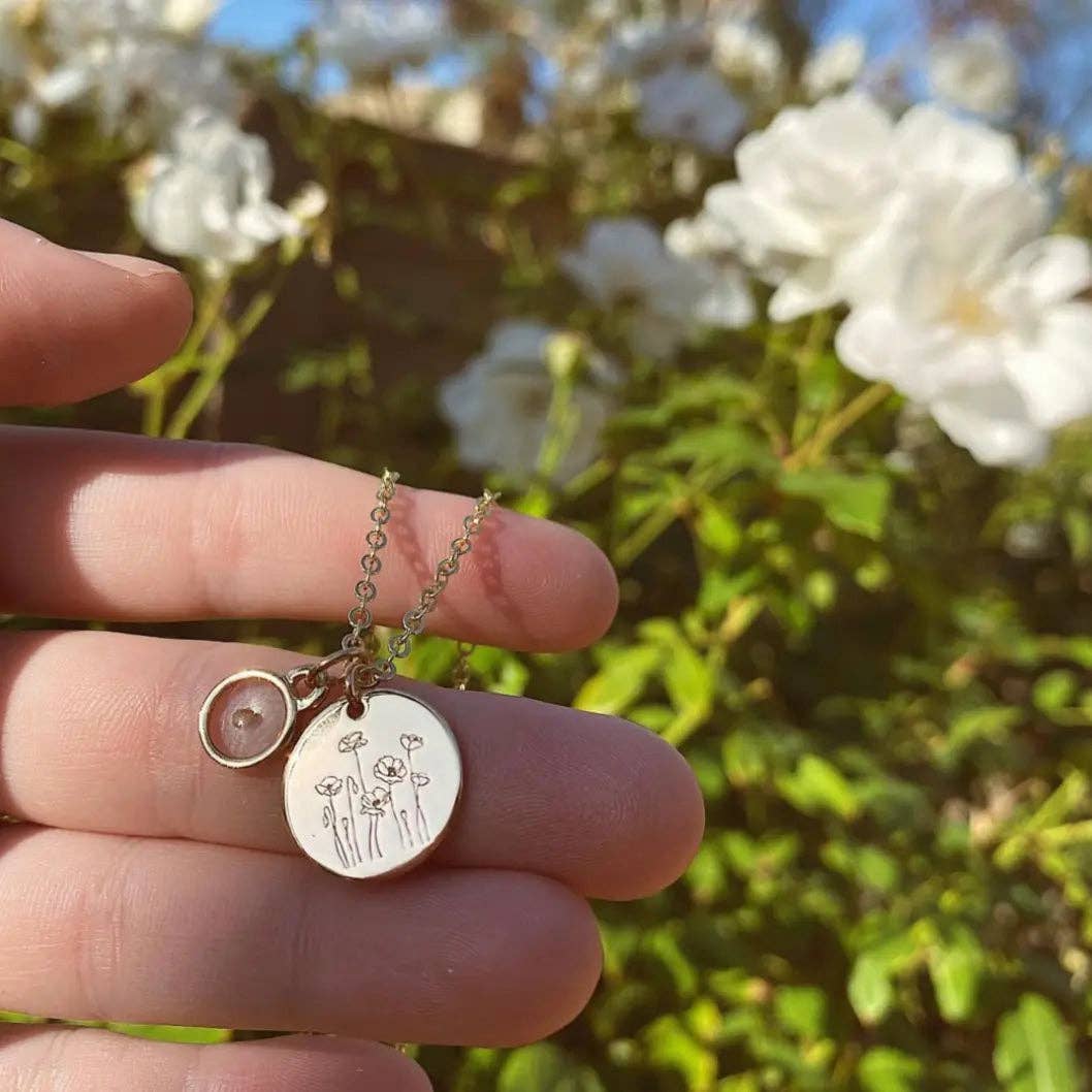 Poppy Necklace with Mustard Seed: Poppy