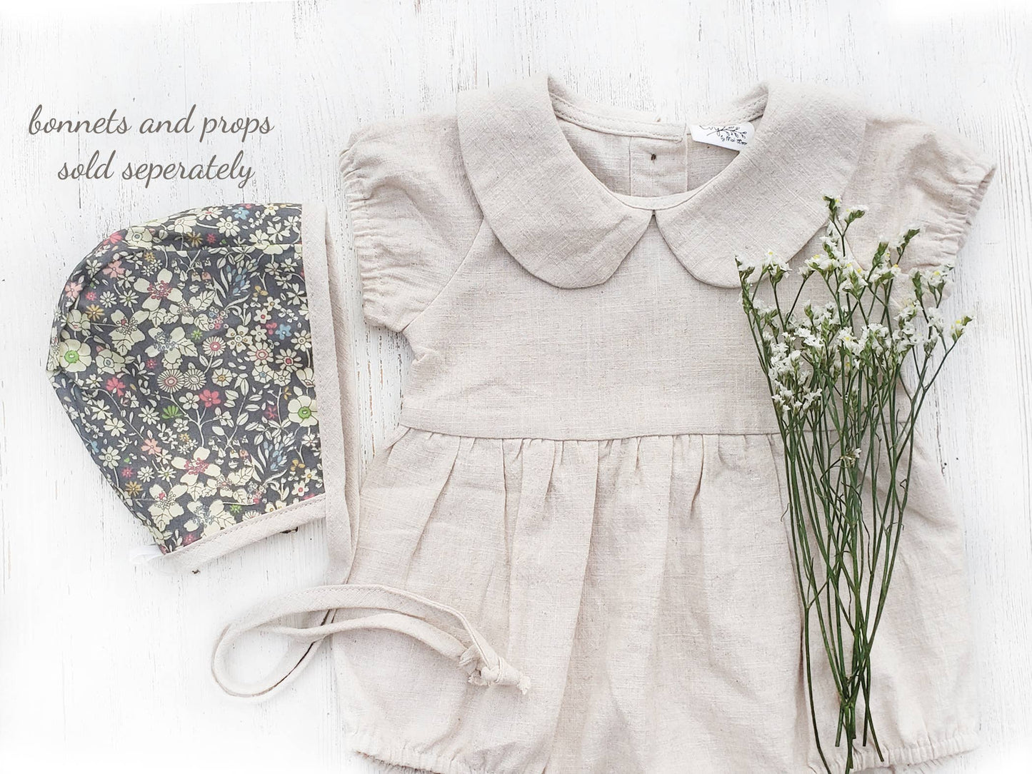 Baby Girl Linen Romper Short sleeve| Allie: Olive