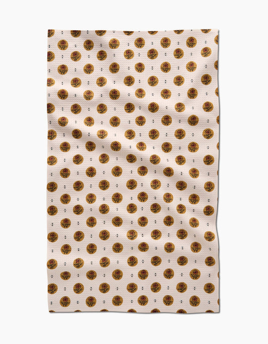 Artisanal Floral Cream Tea Towel