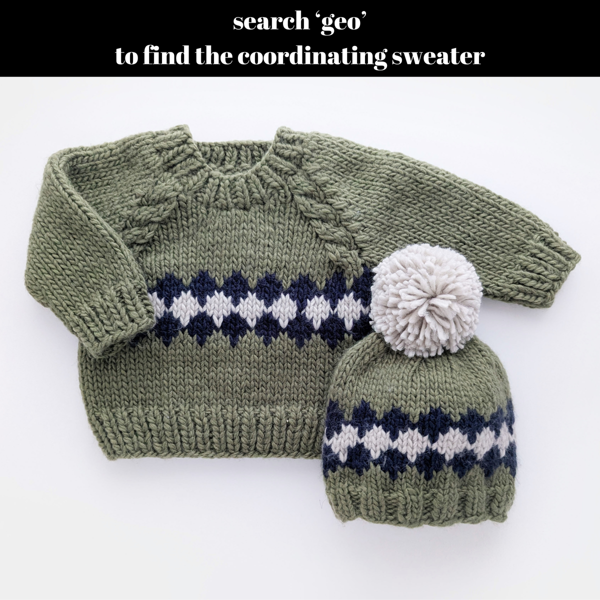 Geo Mossy Green Beanie Hat for Baby & Kids